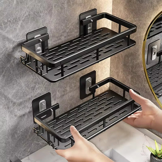 Wall-Mounted Rectangular Shower Rack – No-Drill Bathroom Shelf for Shampoo, Towels & Toiletries