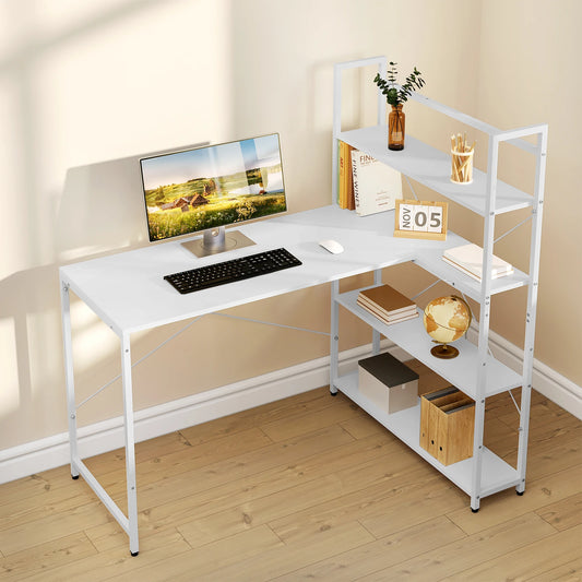 WOLTU L-Shaped Office Desk – Corner Computer Desk with Storage Shelf for Home Office, Gaming, or Study